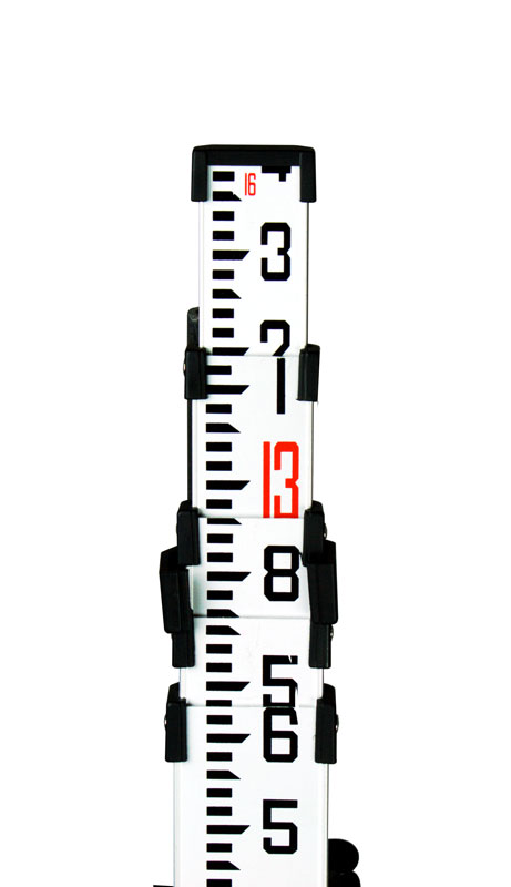 Dutch Hill Aluminum Leveling Rod, 16ft, Feet Tenths/100ths Scale